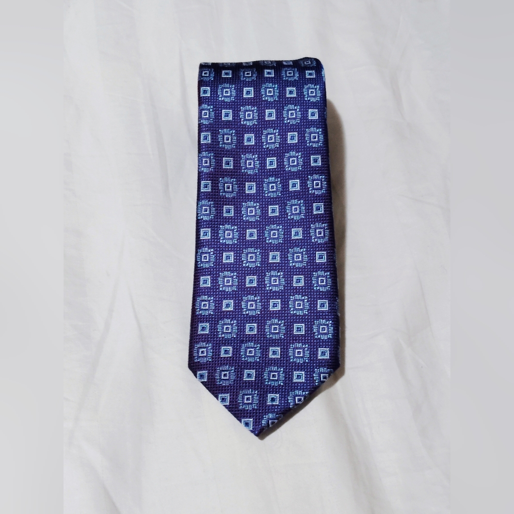 Pronto Uomo Platinum Silk Tie Blue  Purple Geometric